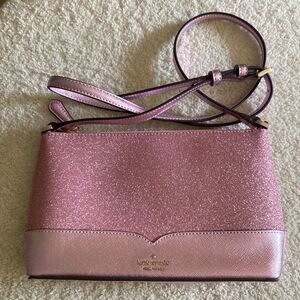 Kate Spade Lola Glitter Crossbody. Rose Pink. Adjustable Strap